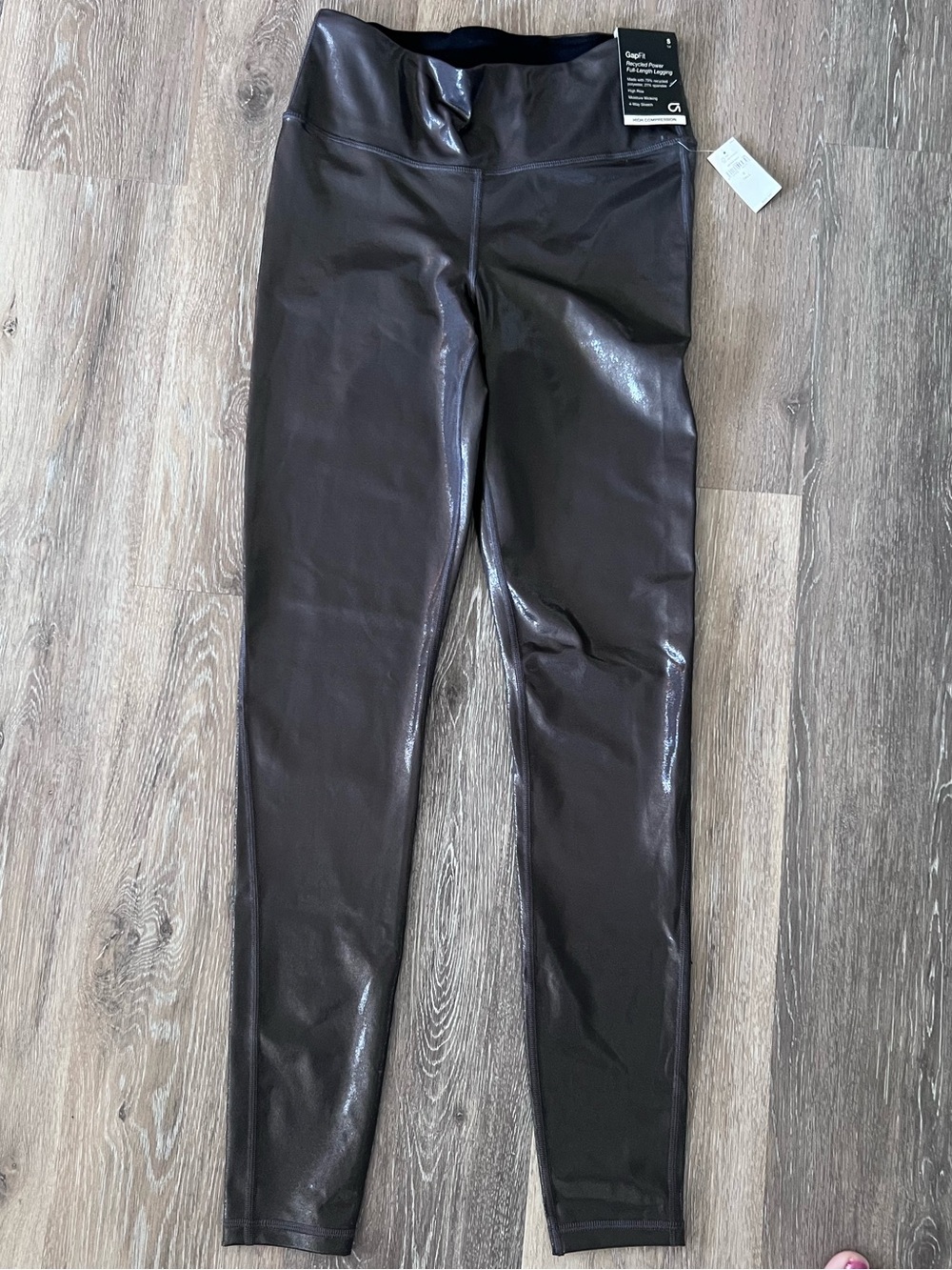 GAP Faux Leather-Look High Waist Leggings- Dark Brown (closer to dark silver)